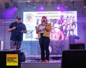 Joseph and Roberta Perry of COVA Christian Chamber - a Sponsor of SonRise Music Festival Sat 9-13-2025 at 24th St Park in VA Beach, VA. Photo Annette Holloway Photography for SonRise