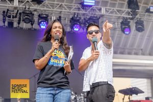 Co-emcees Shannon Kendrick and Sean Rodriguez - SonRise Music Festival Sat 9-13-2025 at 24th St Park in VA Beach, VA. Photo Annette Holloway Photography for SonRise