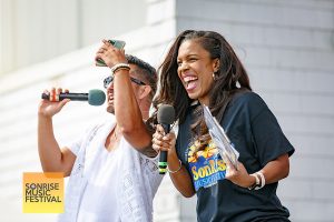 Co-emcees Shannon Kendrick and Sean Rodriguez - SonRise Music Festival Sat 9-13-2025 at 24th St Park in VA Beach, VA. Photo Annette Holloway Photography for SonRise